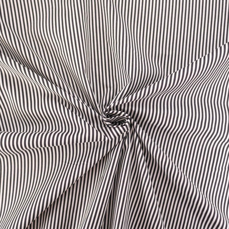 Black-and-White Striped Cotton Poplin - Maison Klem